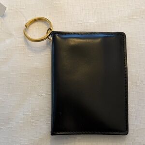 Black Leather Cardholder with Gold Keychain